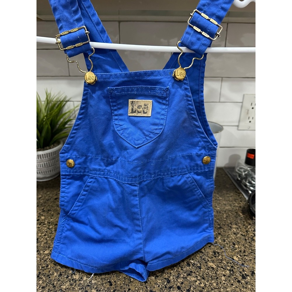 vtg lee overall shorts blue 4t